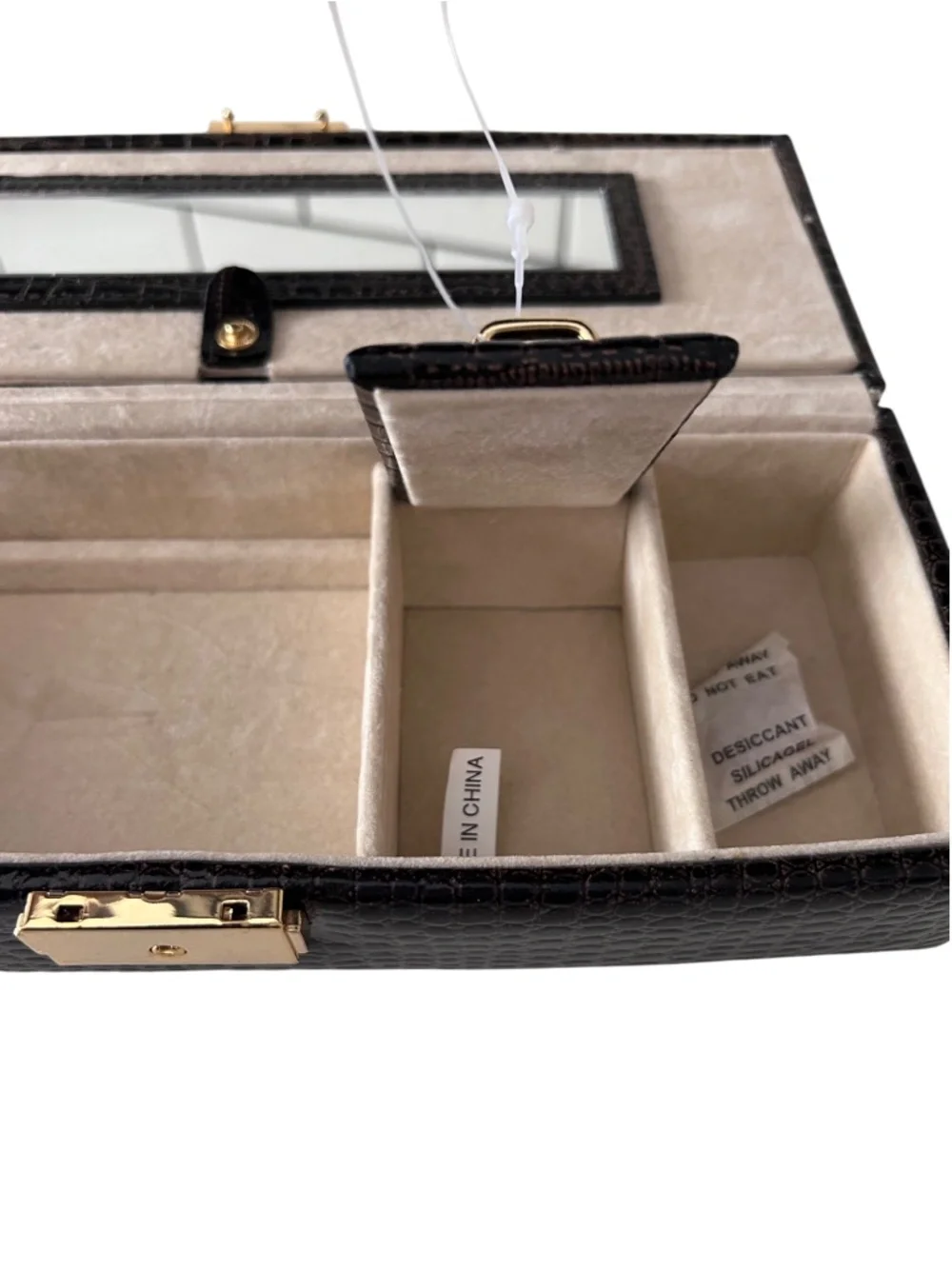 NWOT Alfred Design Keepsake Jewelry Box Genuine Croc Embossed Leather w/ Key